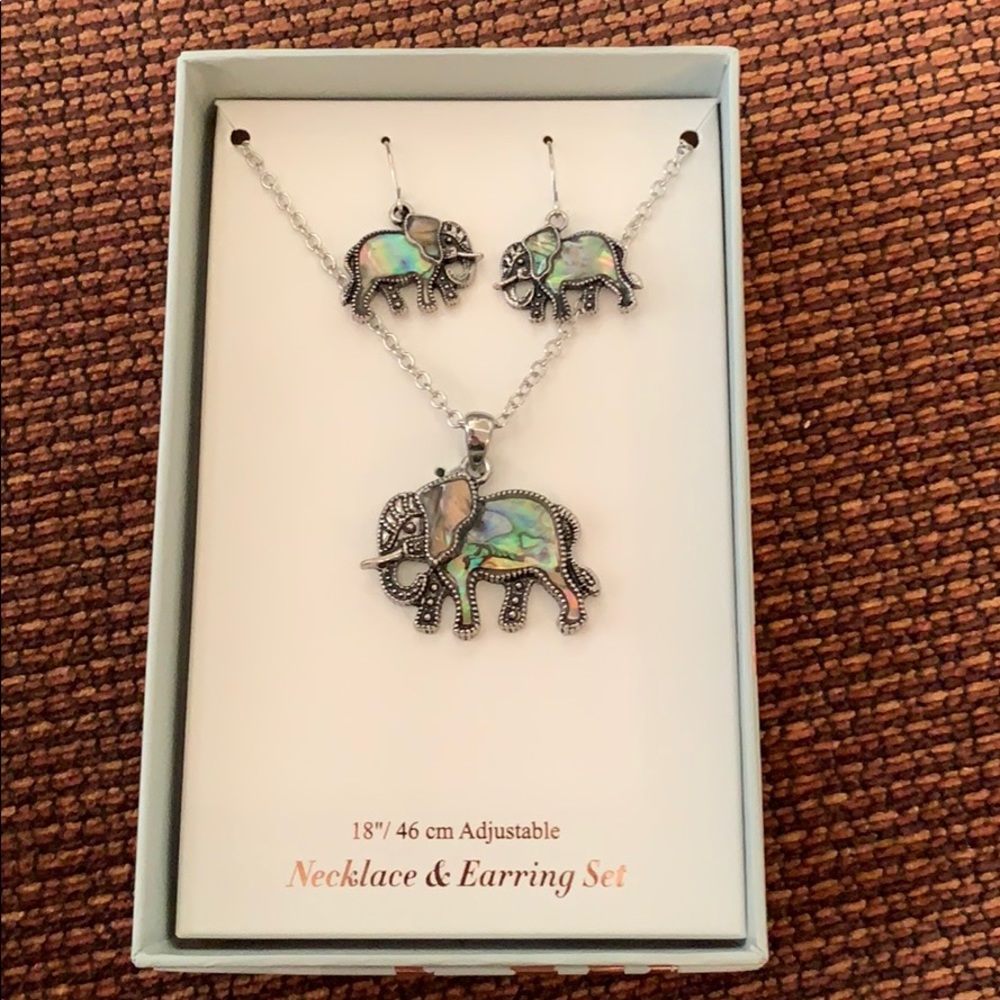 Elephant necklace and earrings